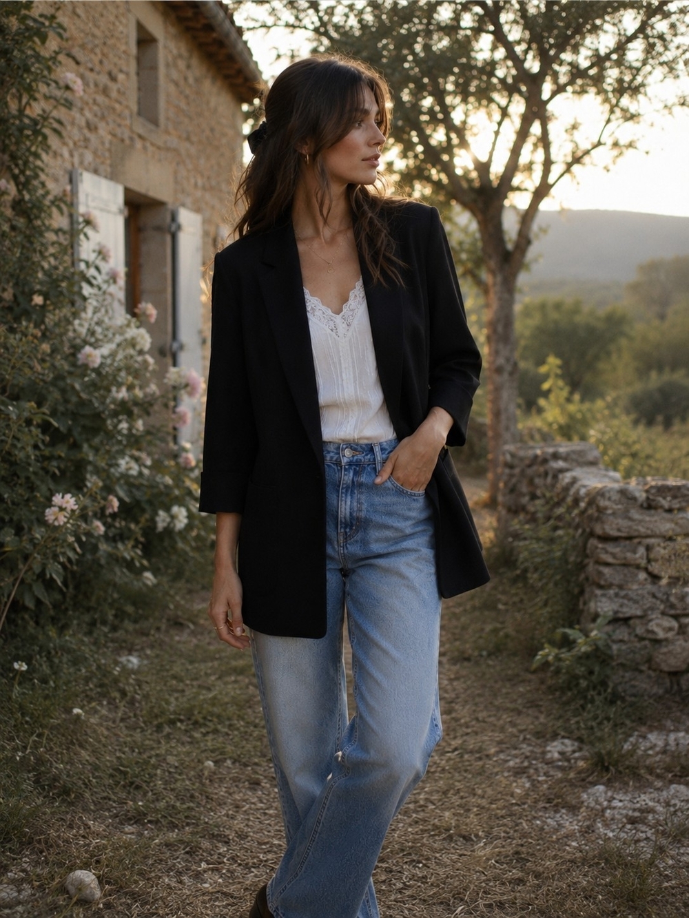 Wilfred Black Open-Front  Sleek Blazer